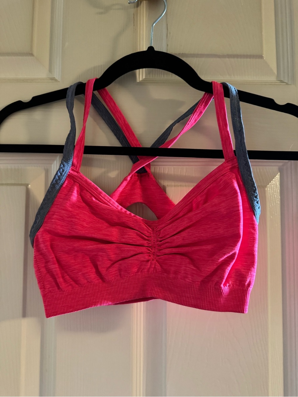 Athleta- Women’s Pink Seamless Sports Bra with Strappy Back